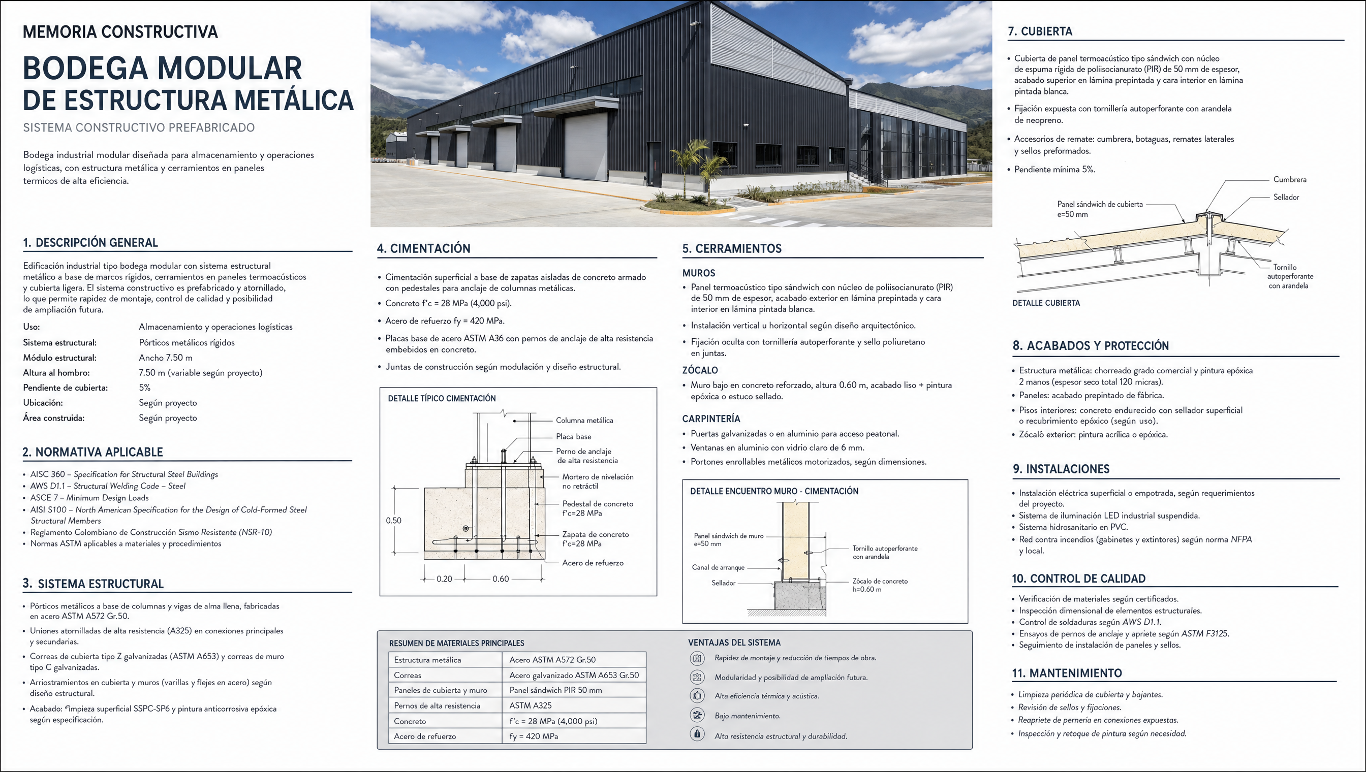 Memoria constructiva y estructural Bodega Industrial 2.700 m2